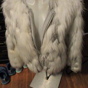 new without tags zara fur zip front sweater sz 8 in closet needs new home